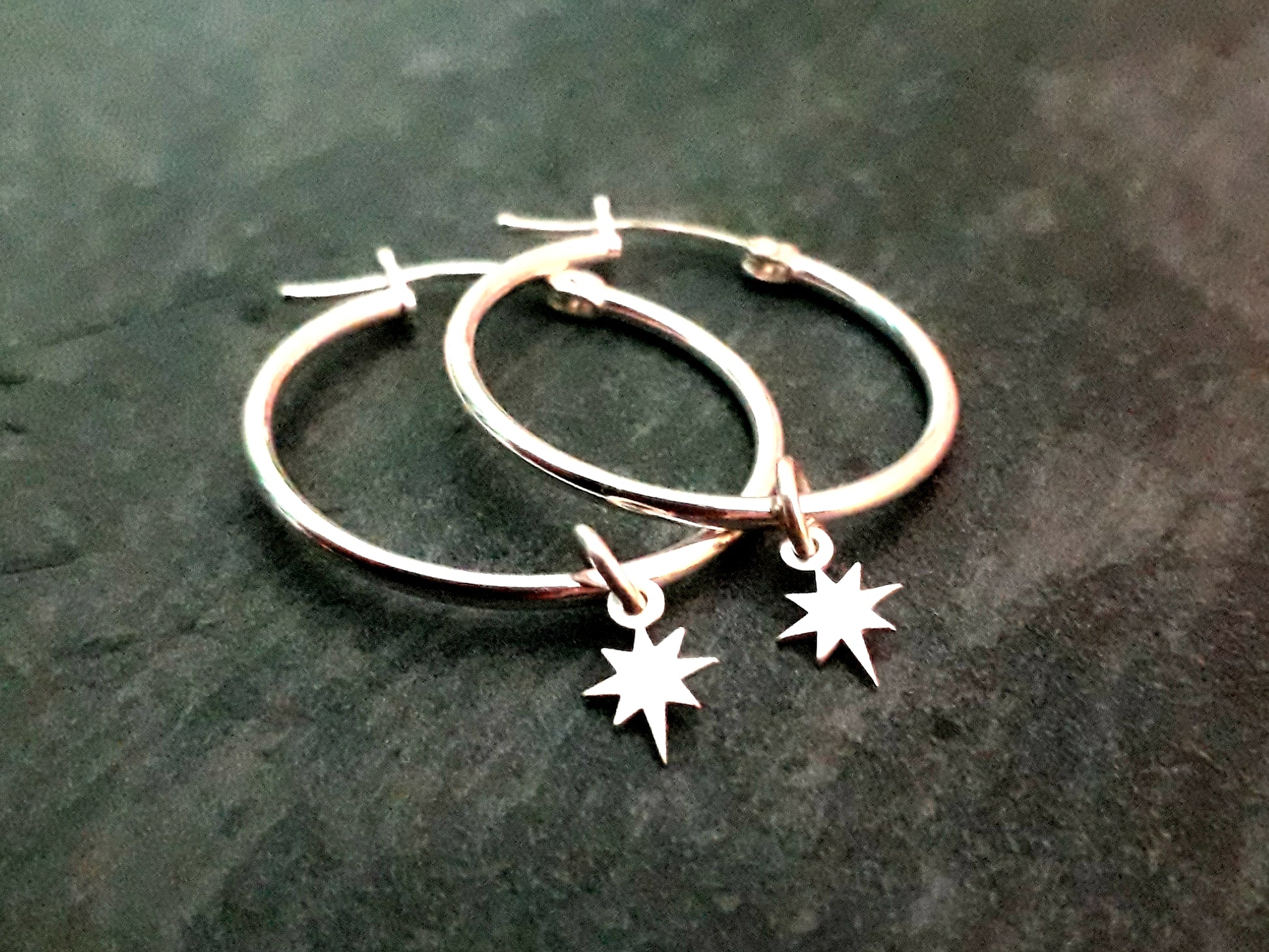 Little Star, Celestial Silver Hoops, Boho Earrings - Irmy Creations