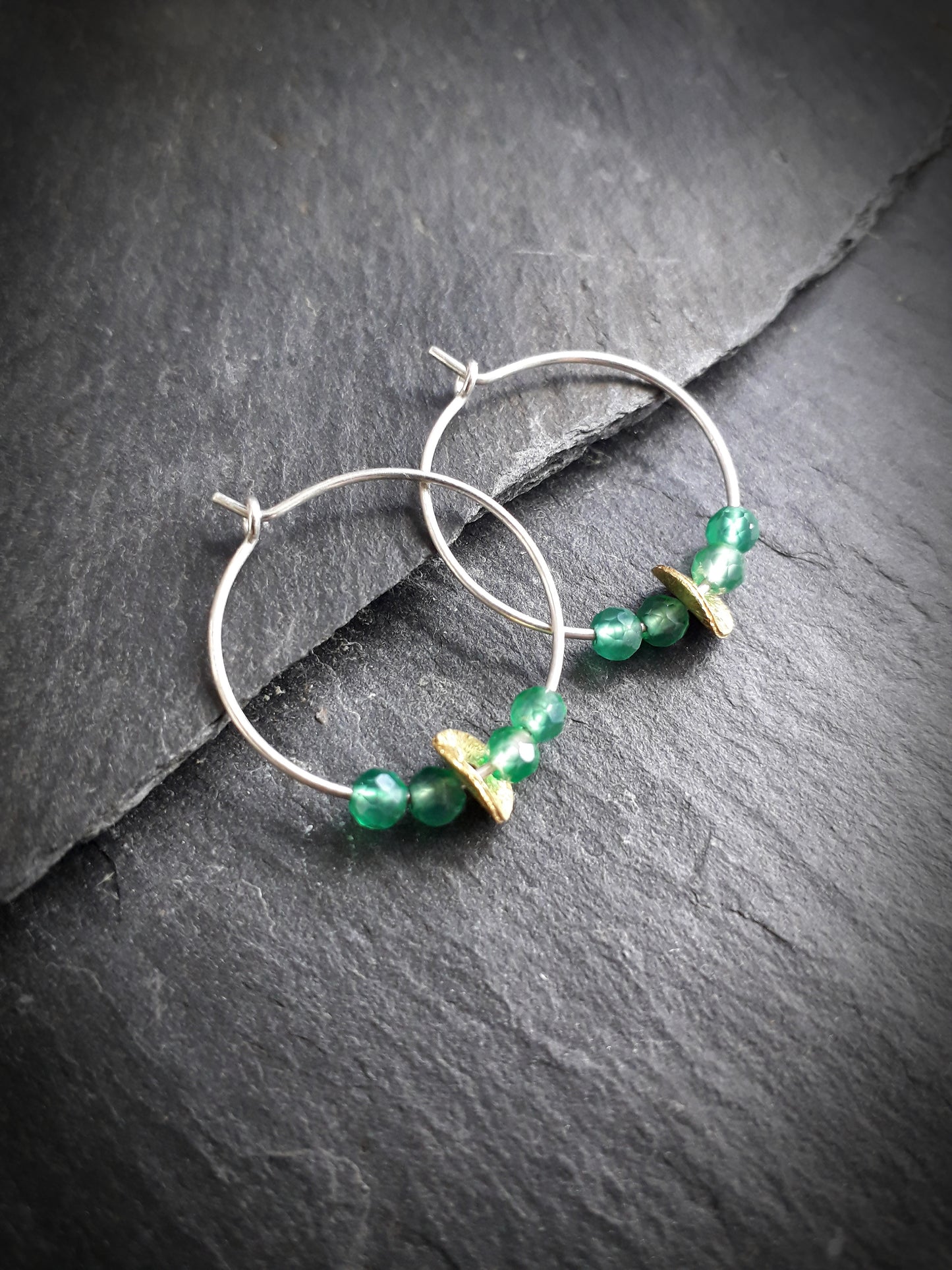 Sterling Silver Gemstone Hoops, Boho Earrings - Irmy Creations