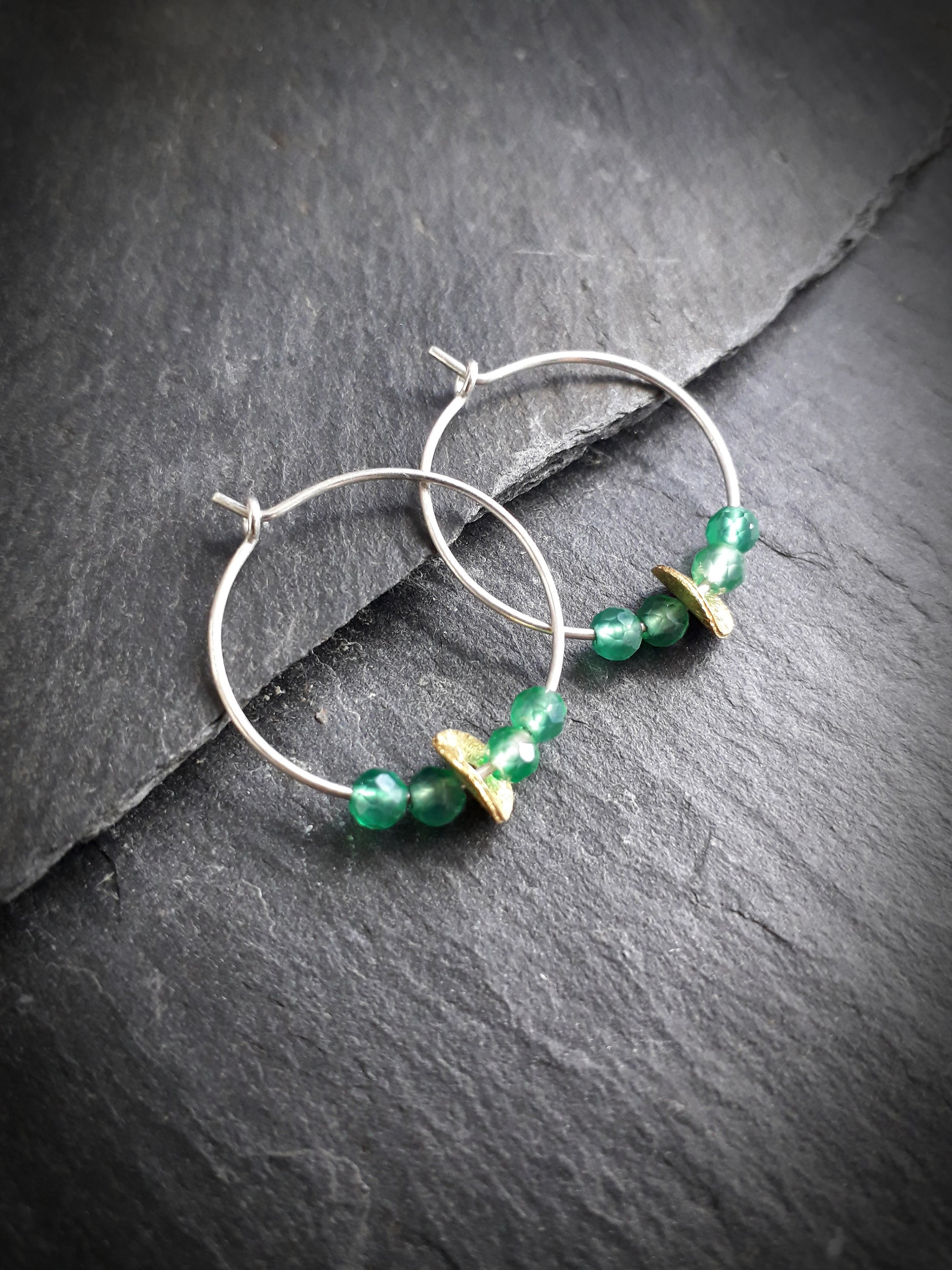 Sterling Silver Gemstone Hoops, Boho Earrings - Irmy Creations