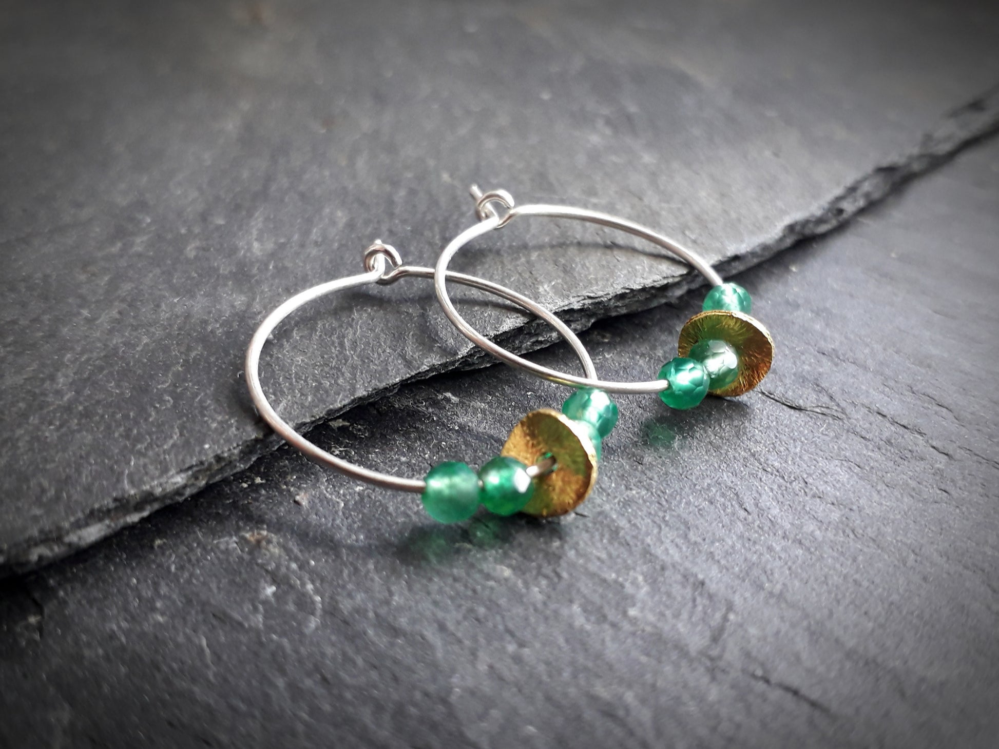 Sterling Silver Gemstone Hoops, Boho Earrings - Irmy Creations