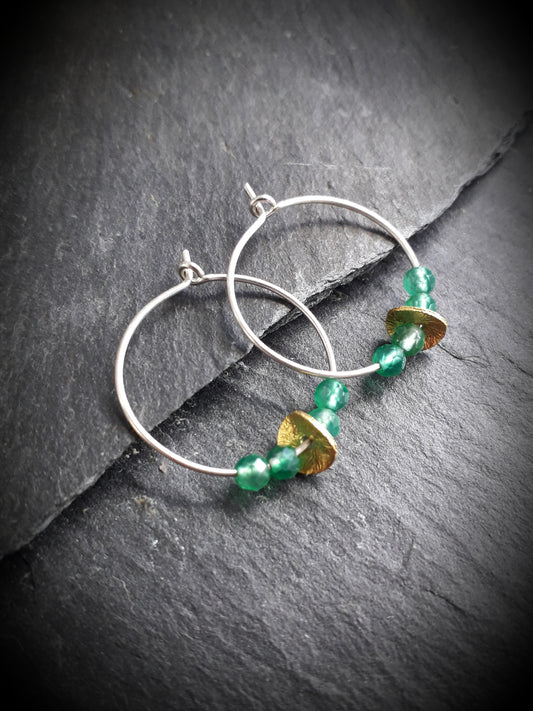 Sterling Silver Gemstone Hoops, Boho Earrings - Irmy Creations