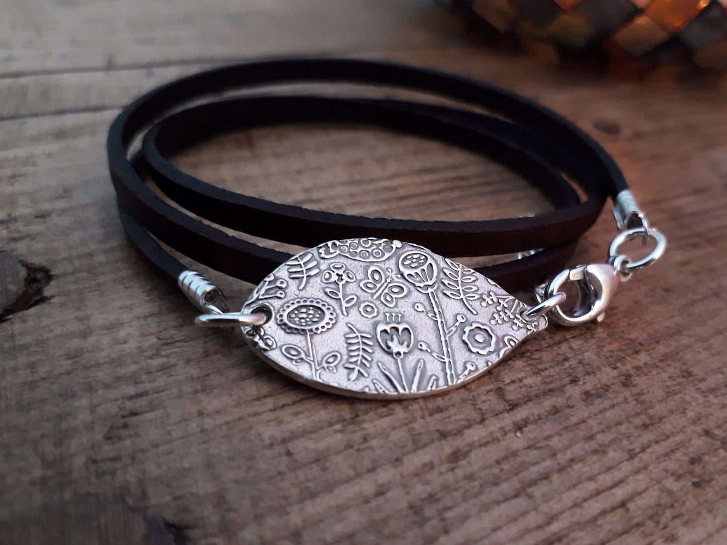 Made to Order - Scandi Flowers Leather Bracelet