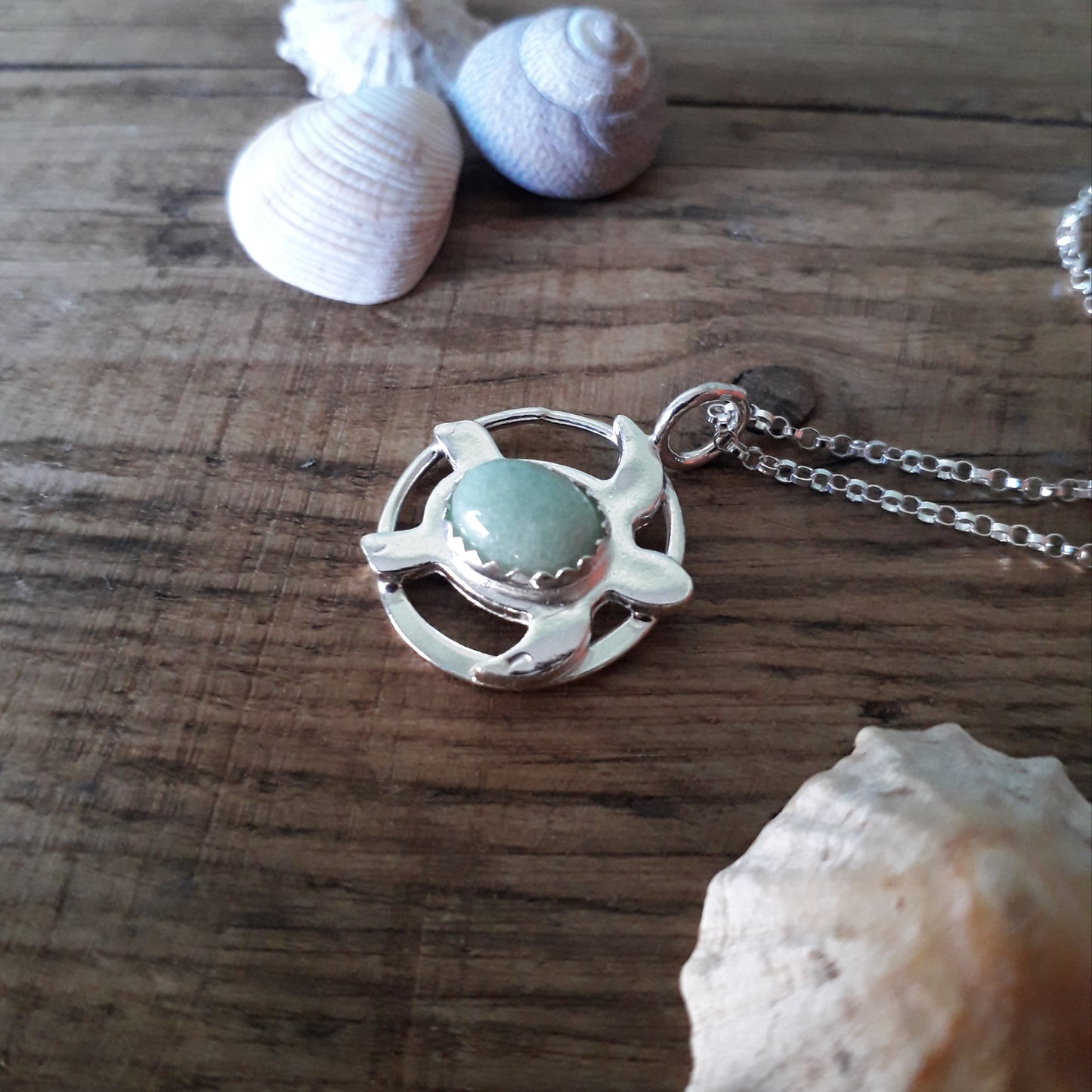 Turtle Charm Necklace with Aventurine