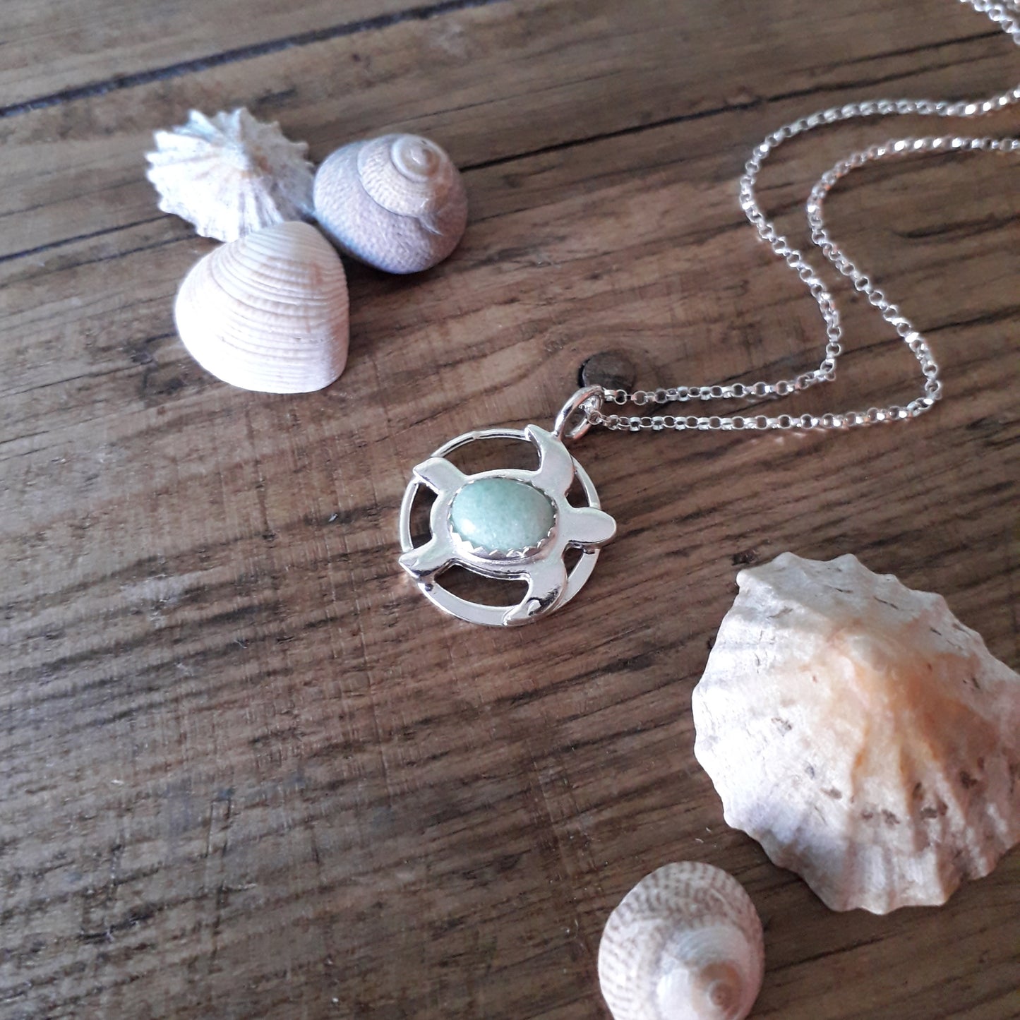 Turtle Charm Necklace with Aventurine