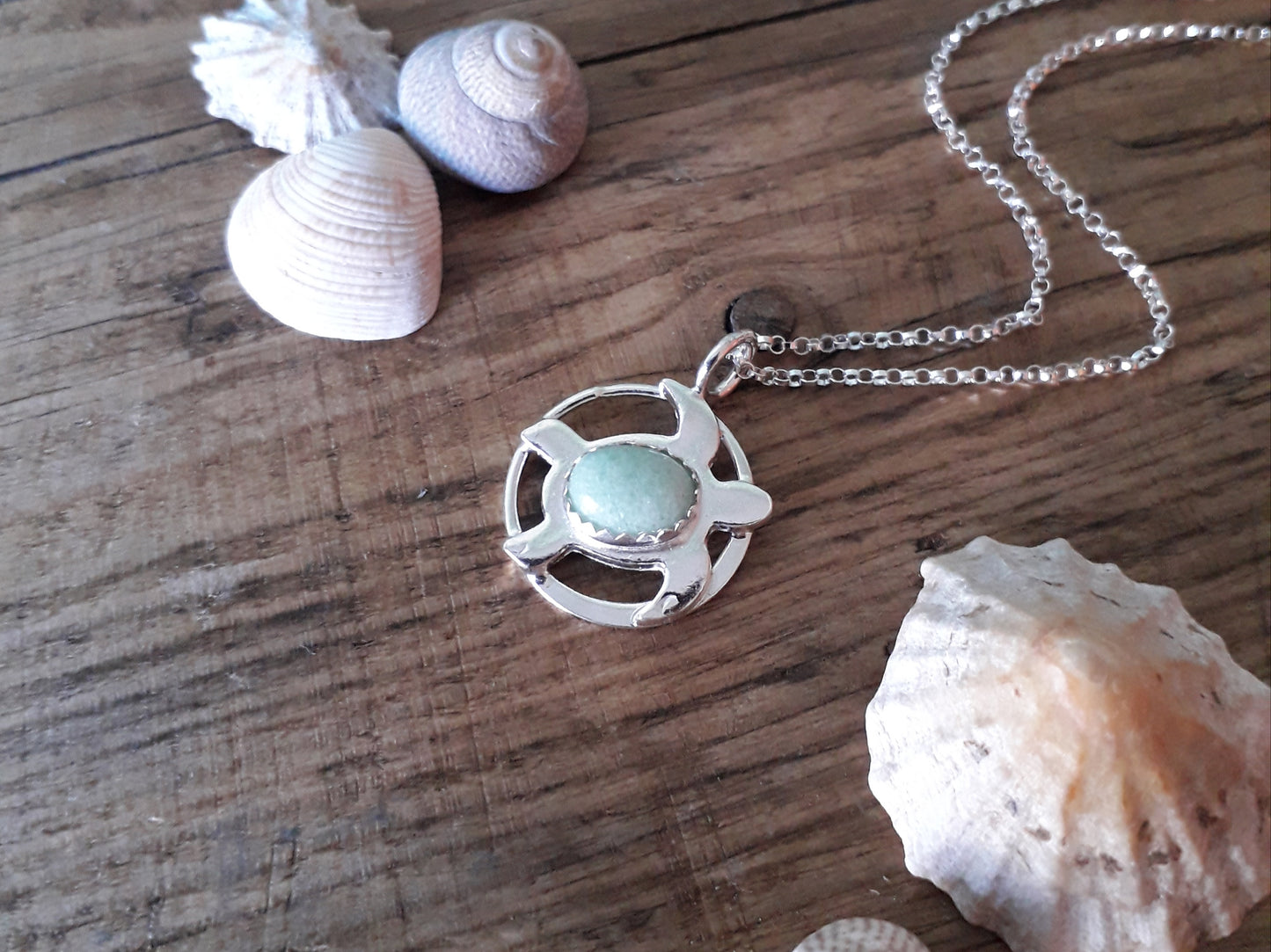 Turtle Charm Necklace with Aventurine