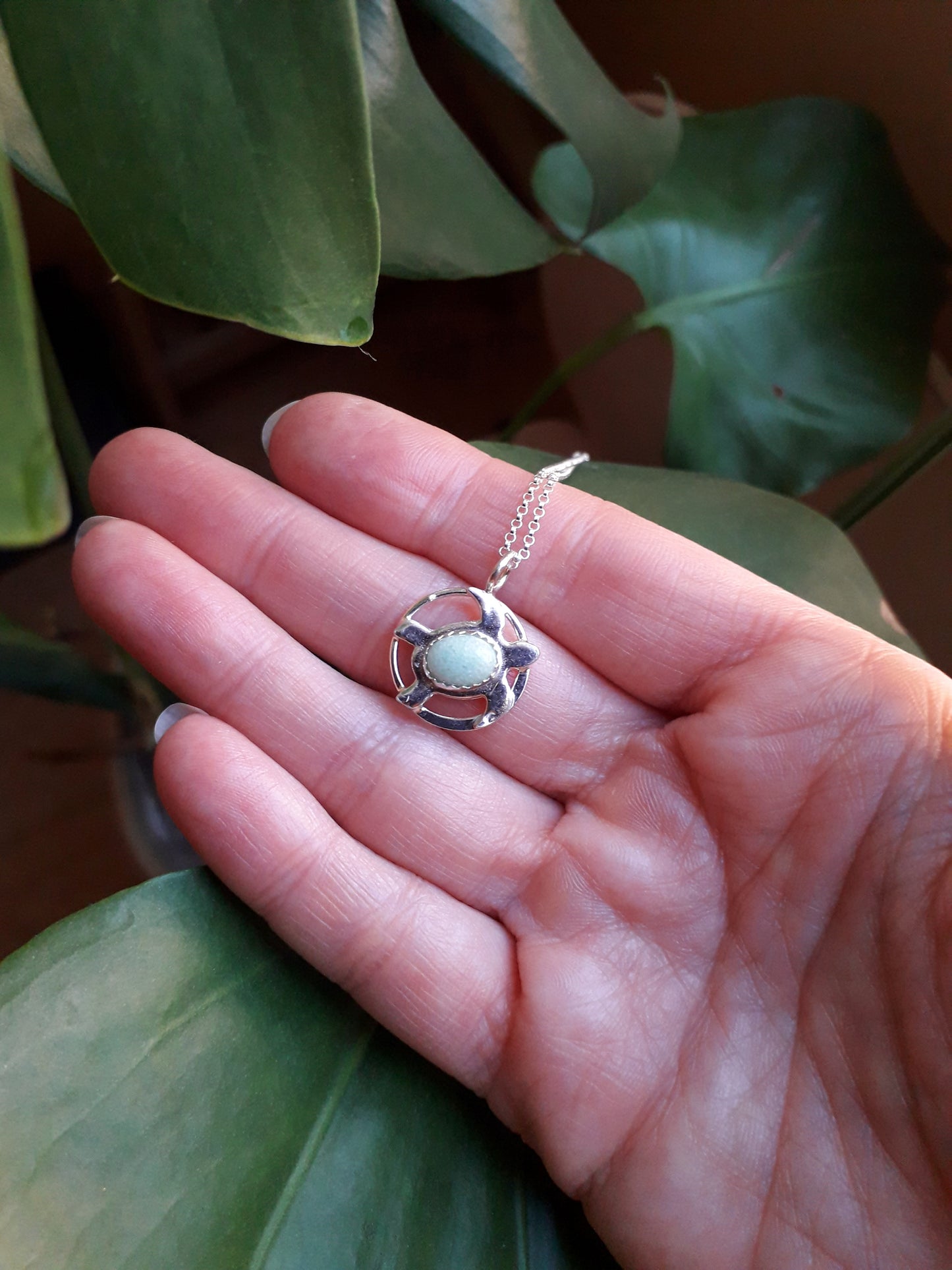 Turtle Charm Necklace with Aventurine