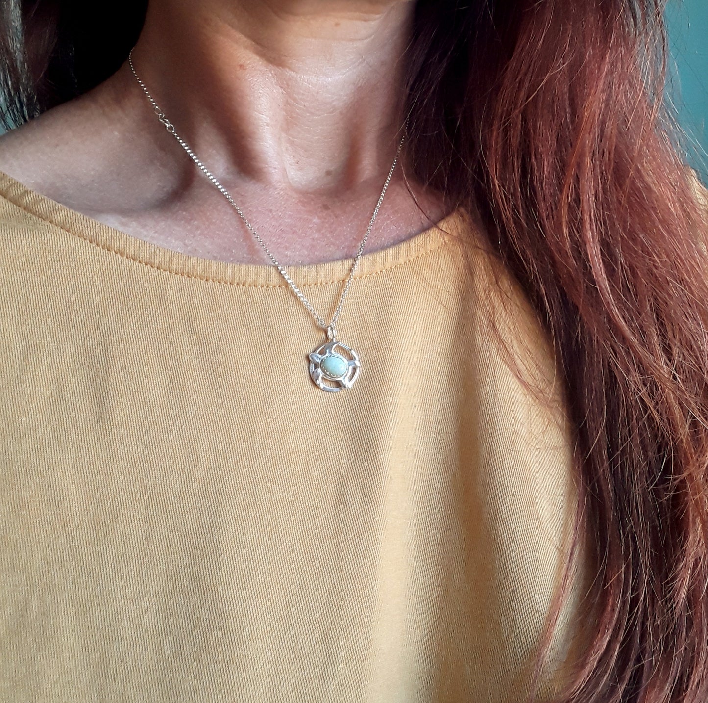 Turtle Charm Necklace with Aventurine