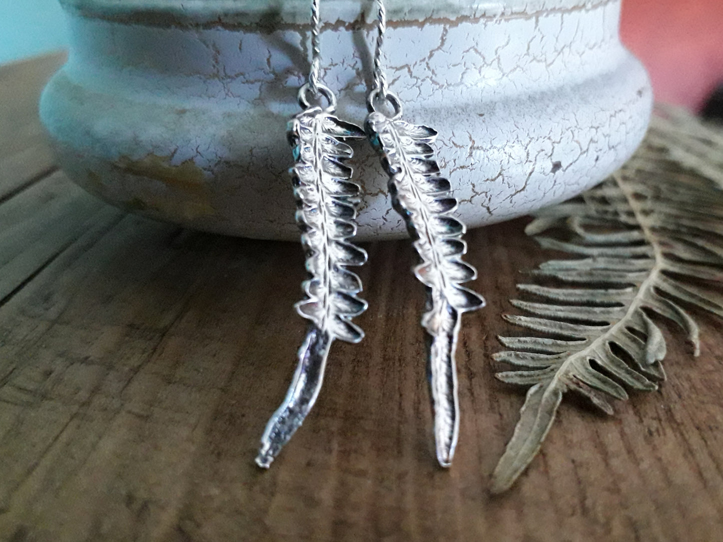 Real Fern Leaf - Silver Earrings