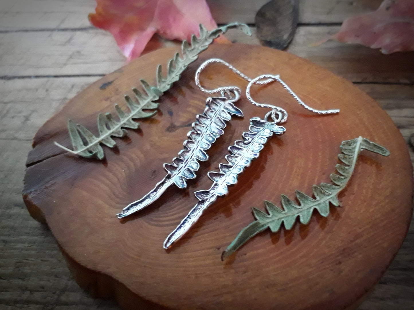 Real Fern Leaf - Silver Earrings