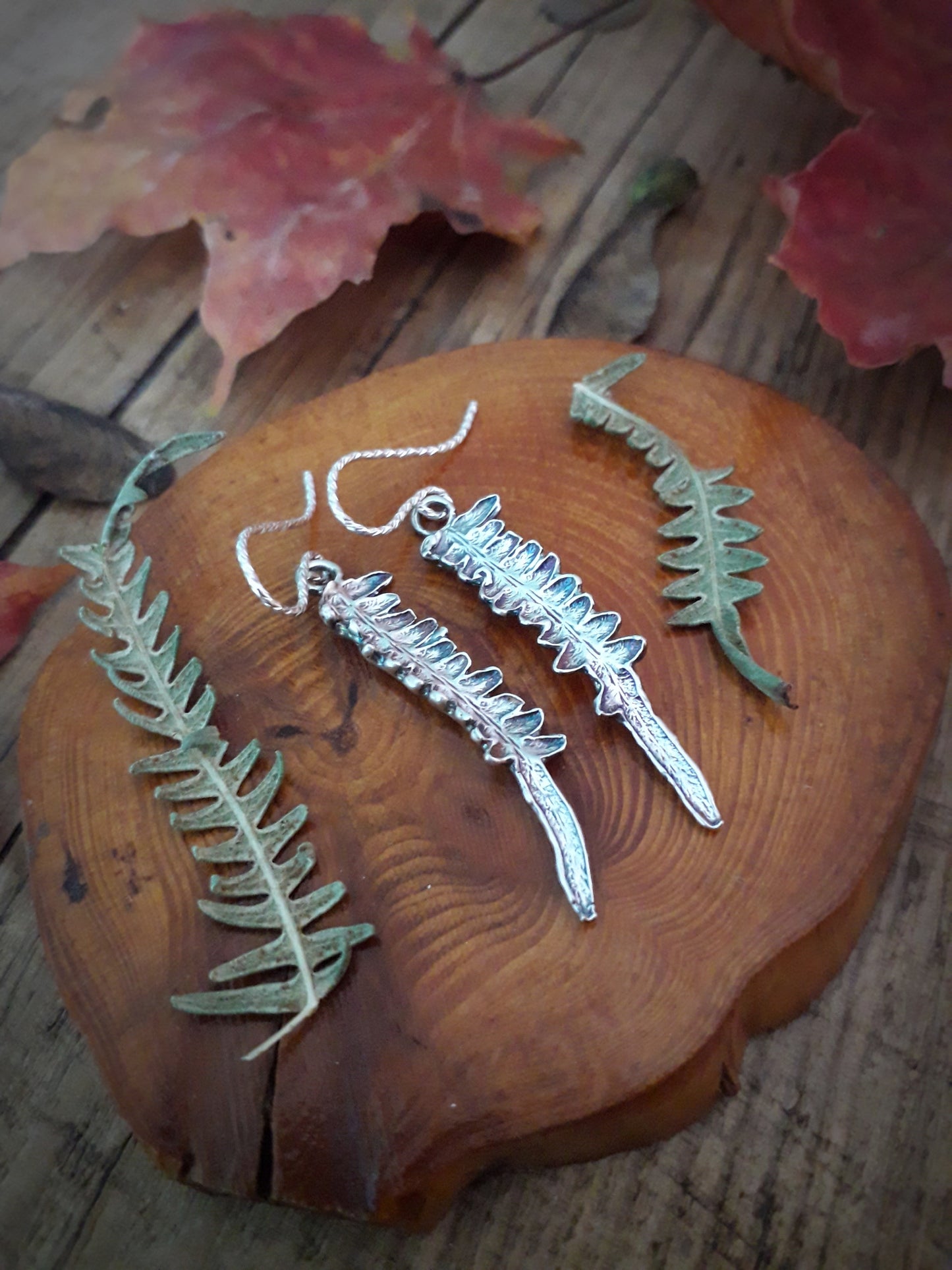 Real Fern Leaf - Silver Earrings