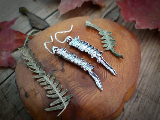 Real Fern Leaf - Silver Earrings