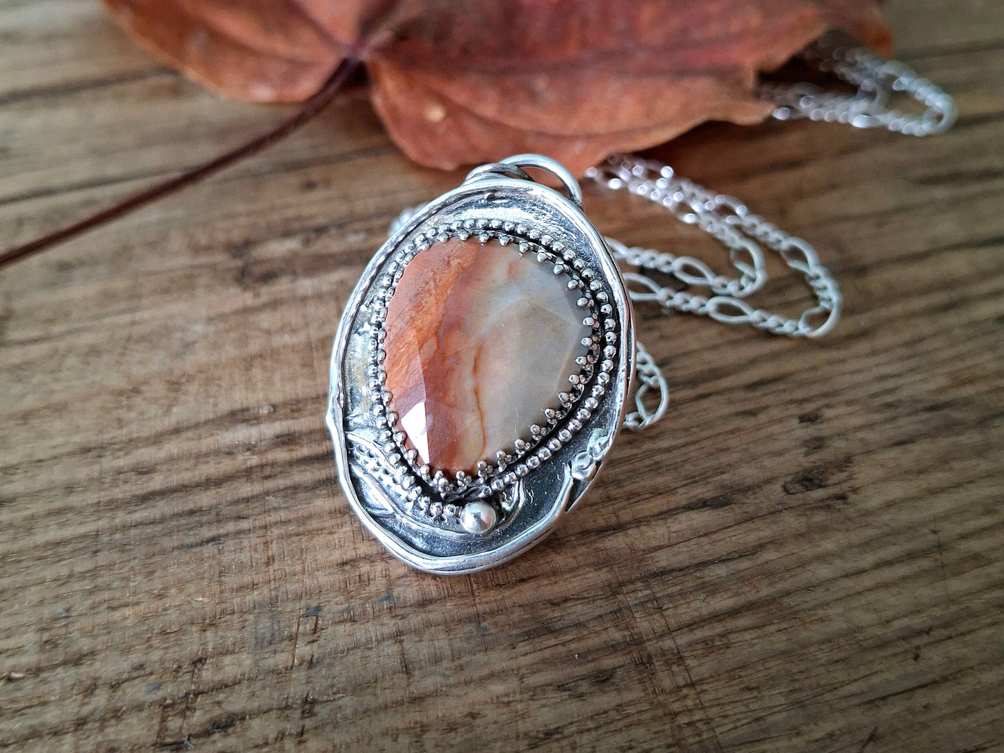 Boho Jasper Silver Pendant