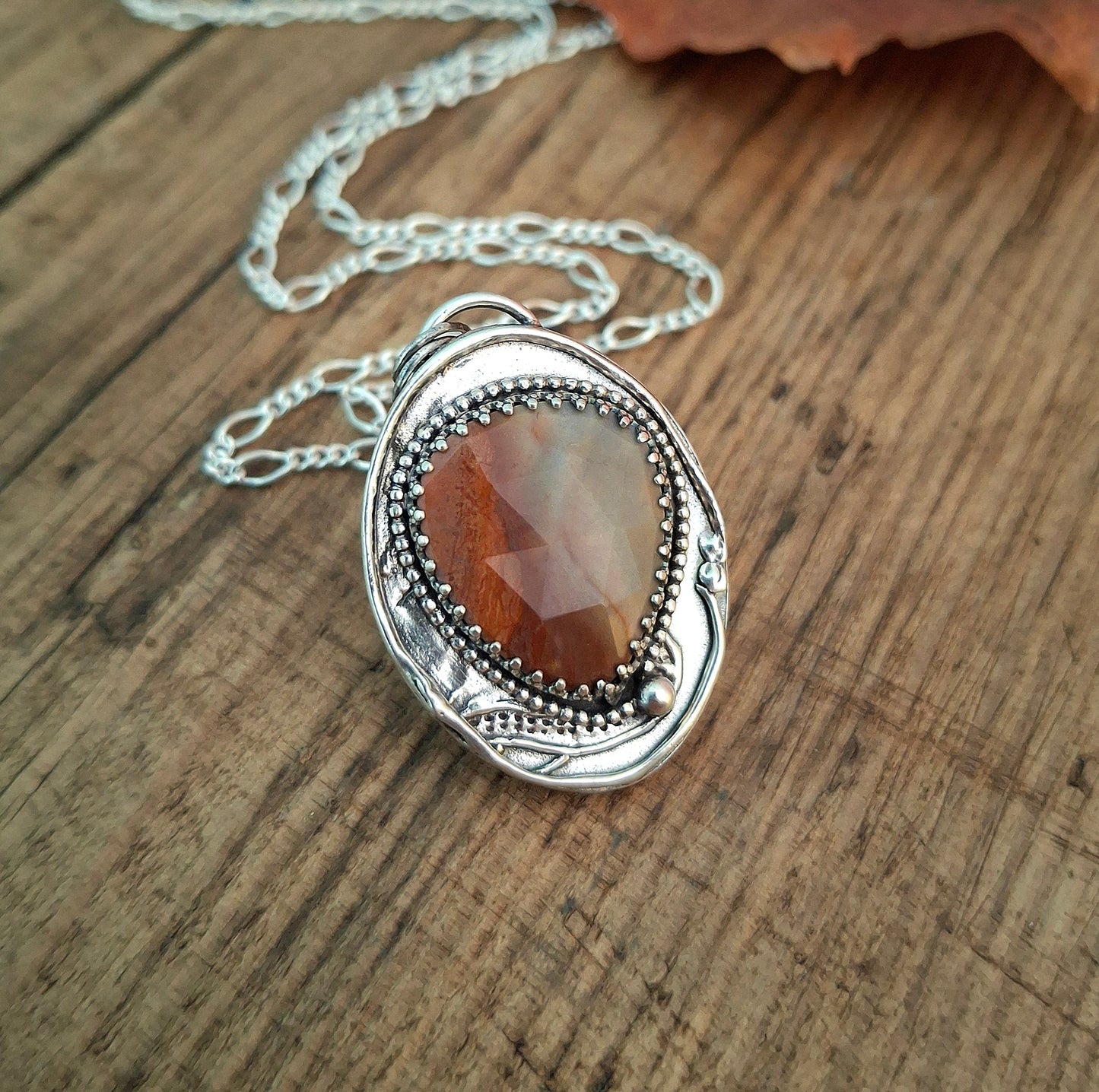 Boho Jasper Silver Pendant