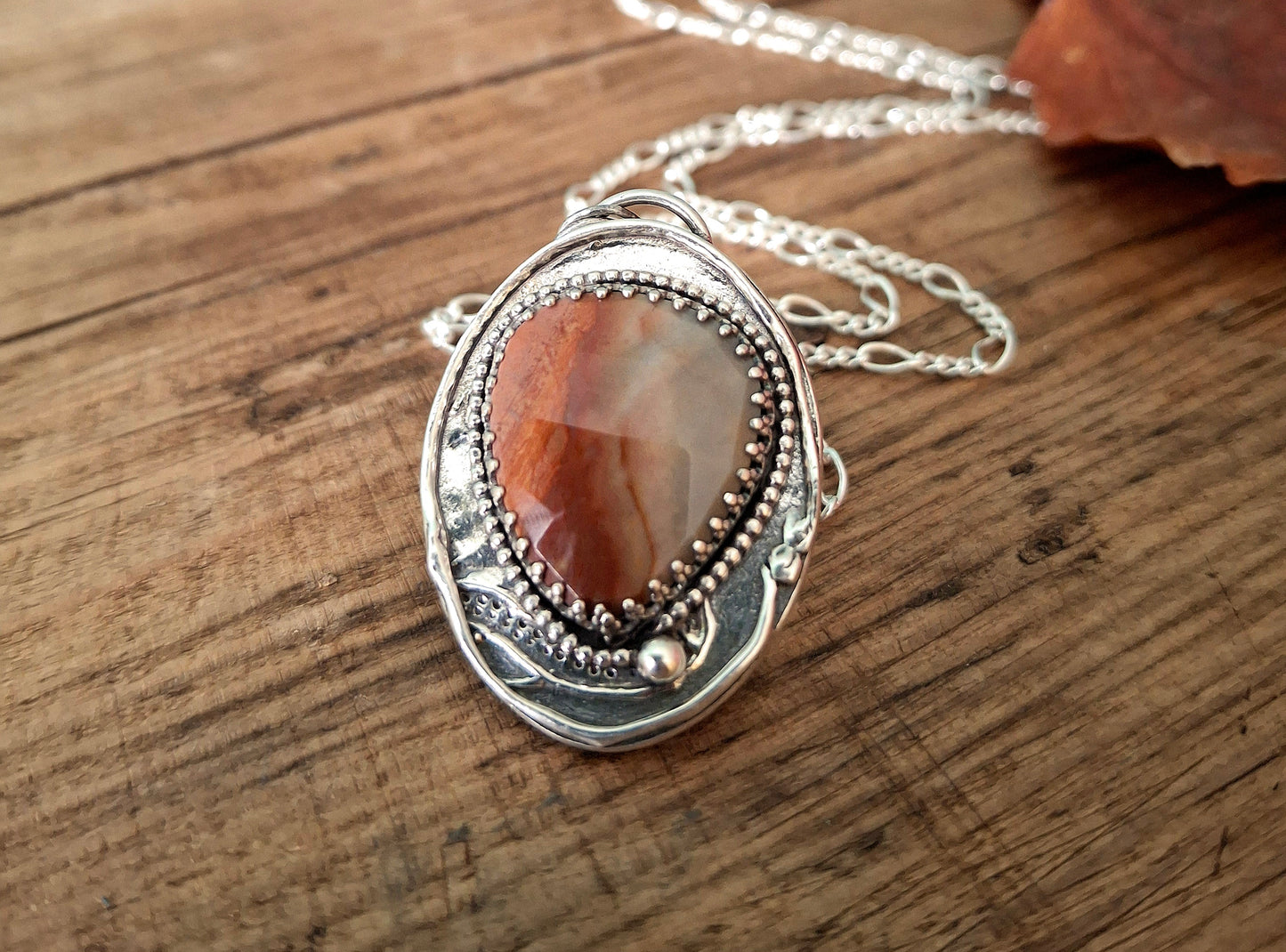 Boho Jasper Silver Pendant