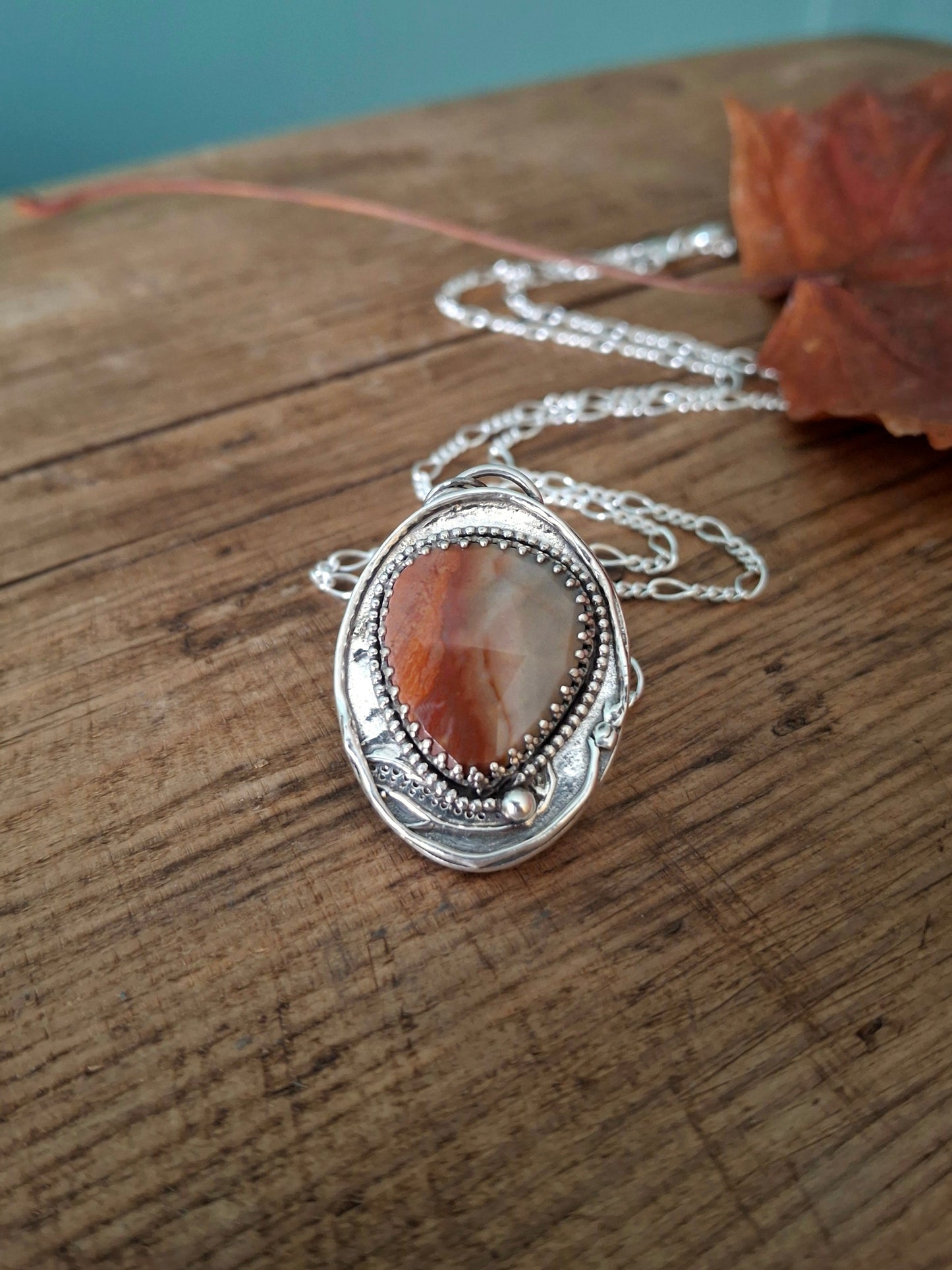 Boho Jasper Silver Pendant