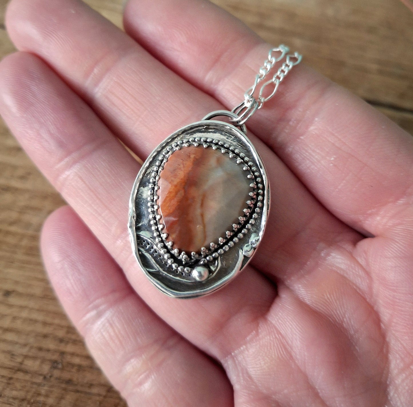 Boho Jasper Silver Pendant