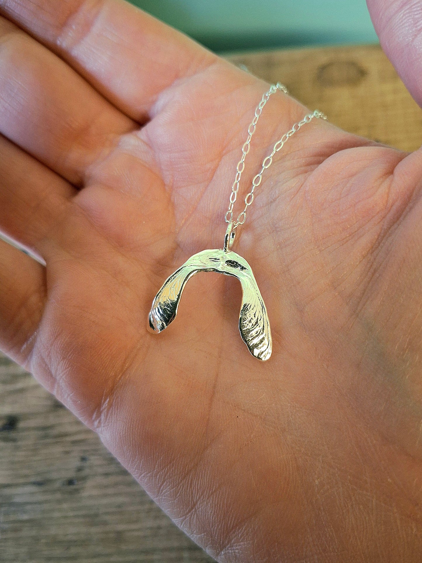 Double Sycamore Seed 2 - Silver Pendant with Necklace