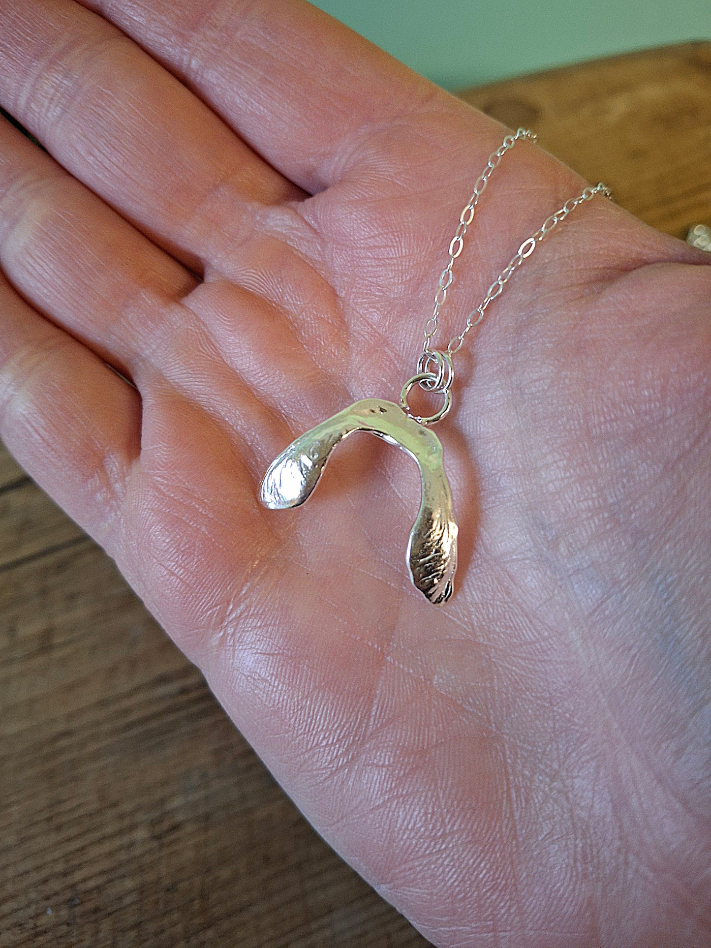 Double Sycamore Seed - Silver Pendant with Necklace