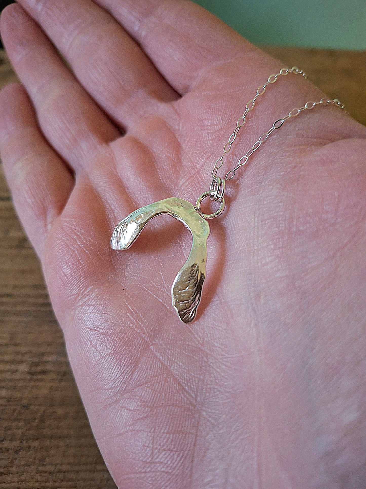 Double Sycamore Seed - Silver Pendant with Necklace