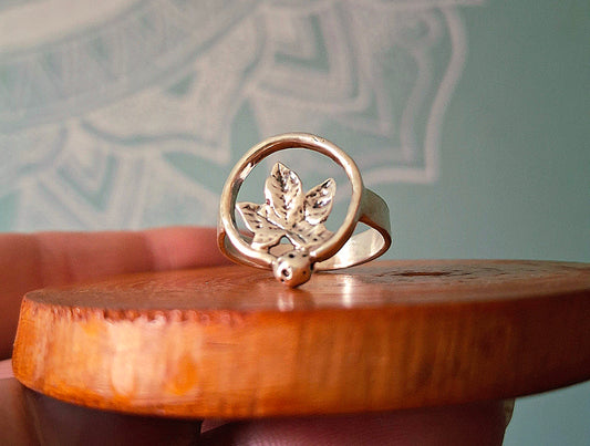 Chunky Sycamore Leaf Silver Ring - UK size O to P - Irmy Creations
