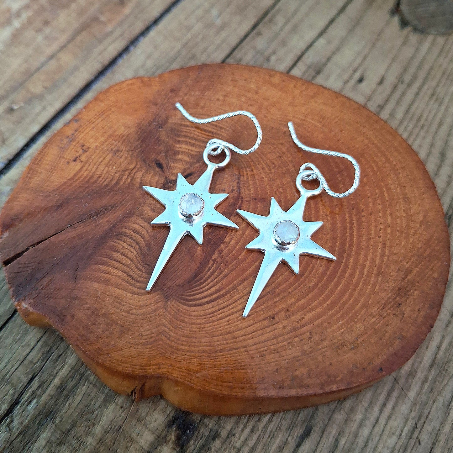 Polaris North Star Earrings with Moonstone