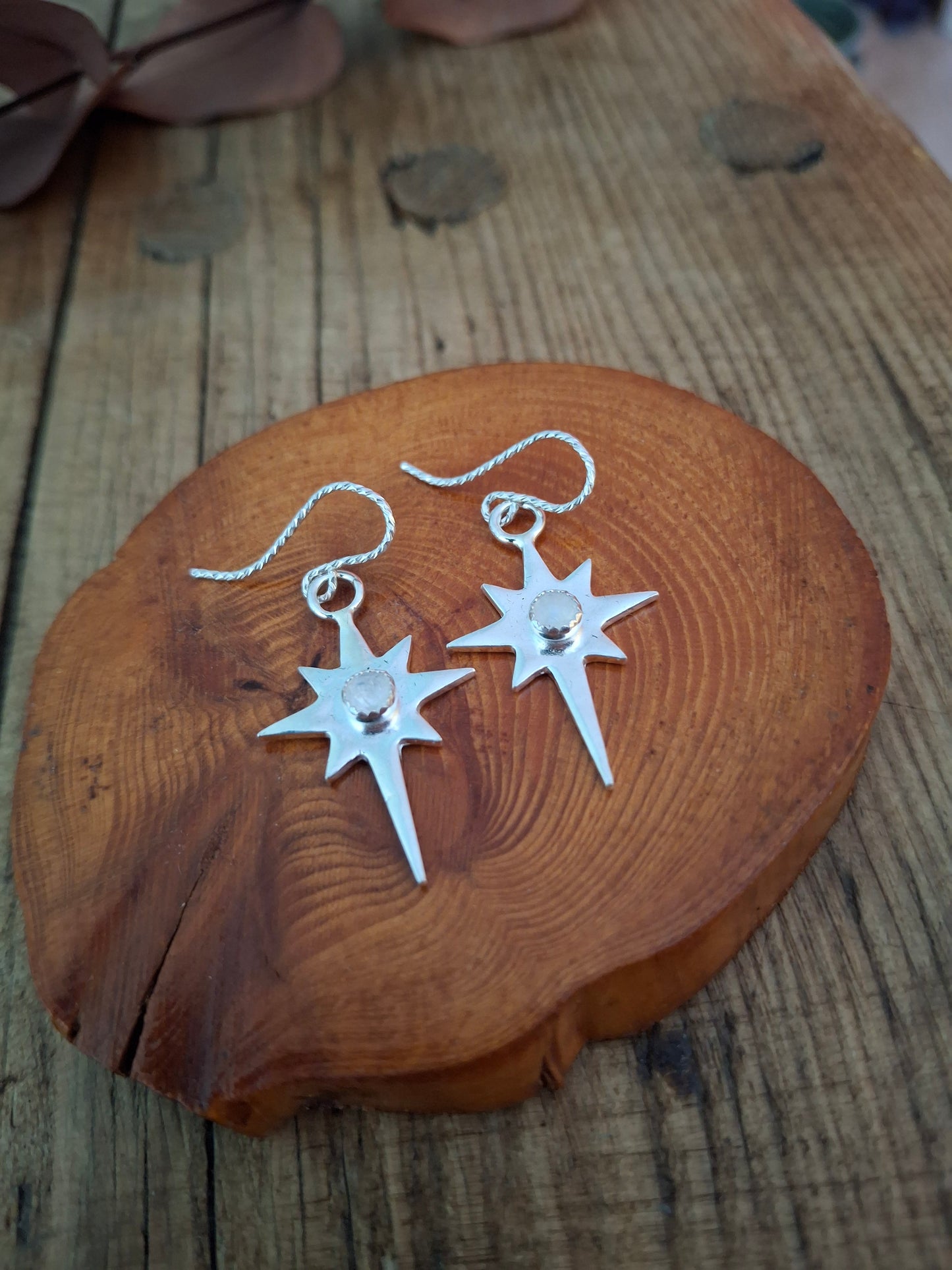 Polaris North Star Earrings with Moonstone