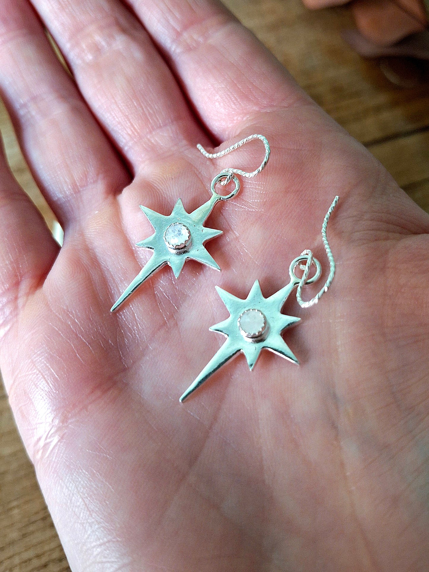 Polaris North Star Earrings with Moonstone