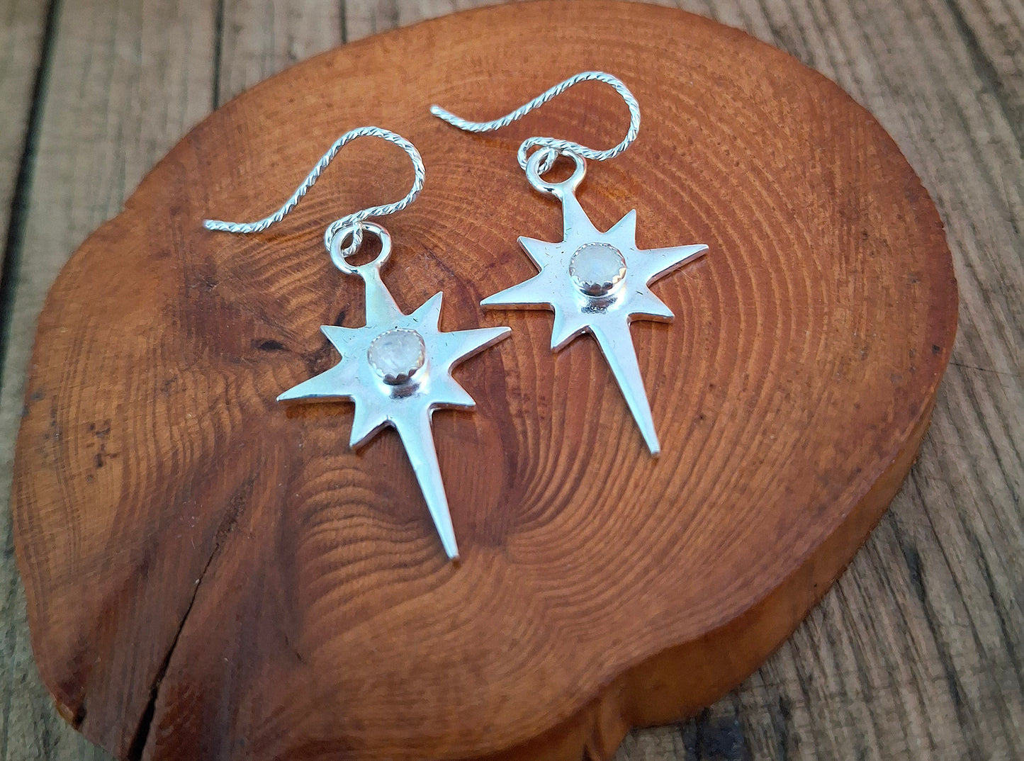 Polaris North Star Earrings with Moonstone