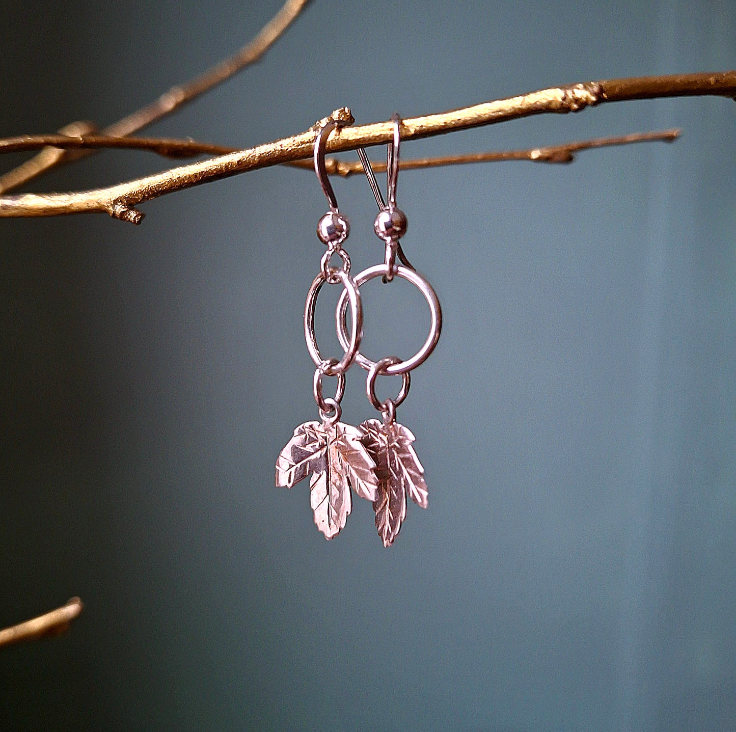 Elegant Sycamore Leaves - Silver Earrings