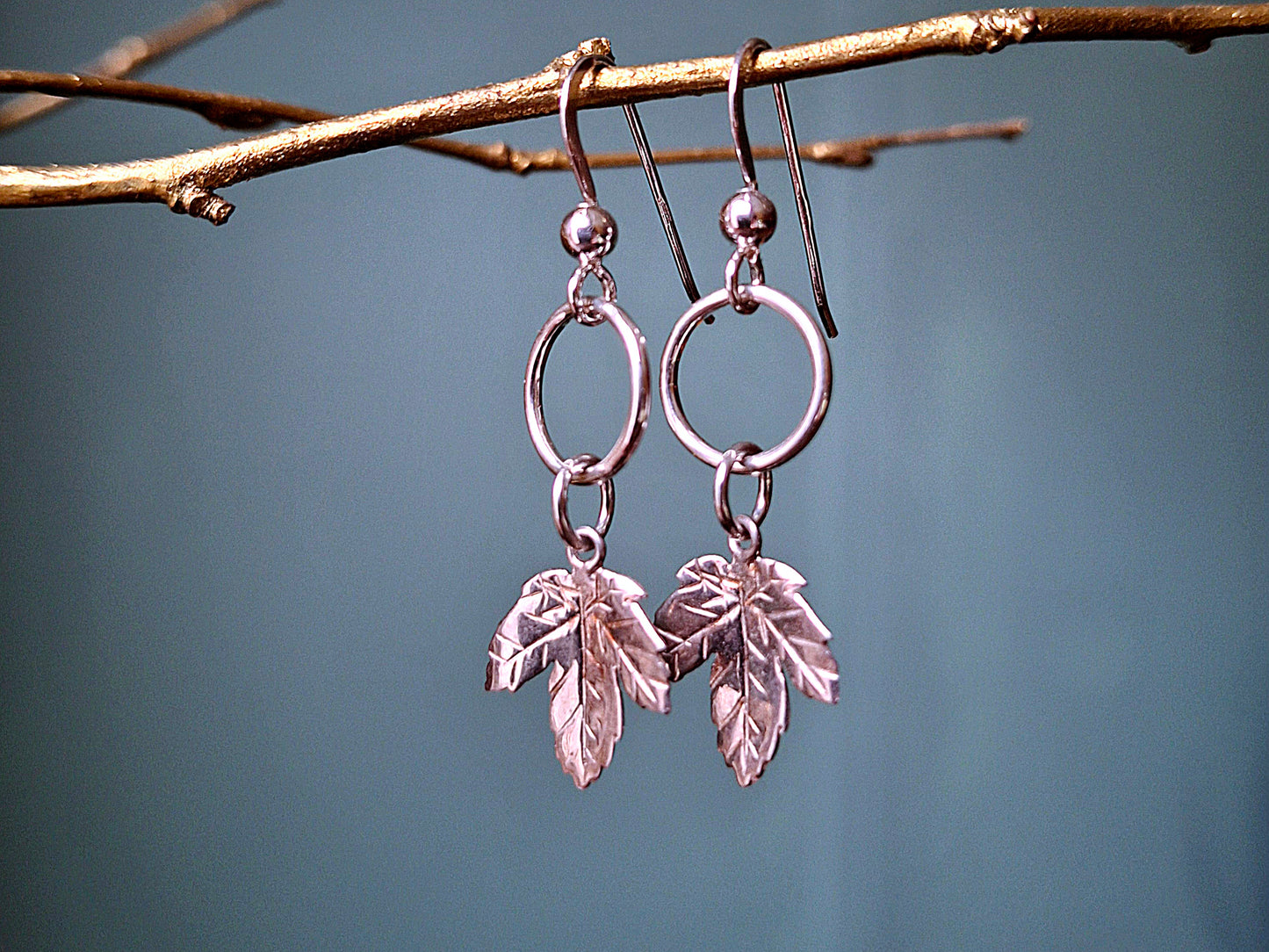 Elegant Sycamore Leaves - Silver Earrings