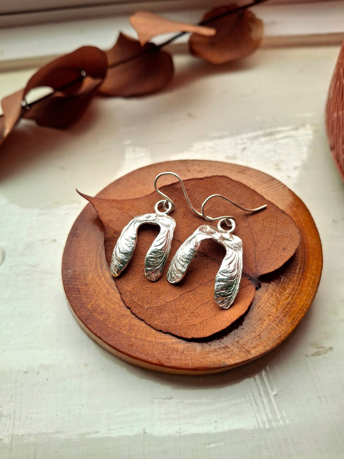 Sycamore Double Seeds - Silver Earrings