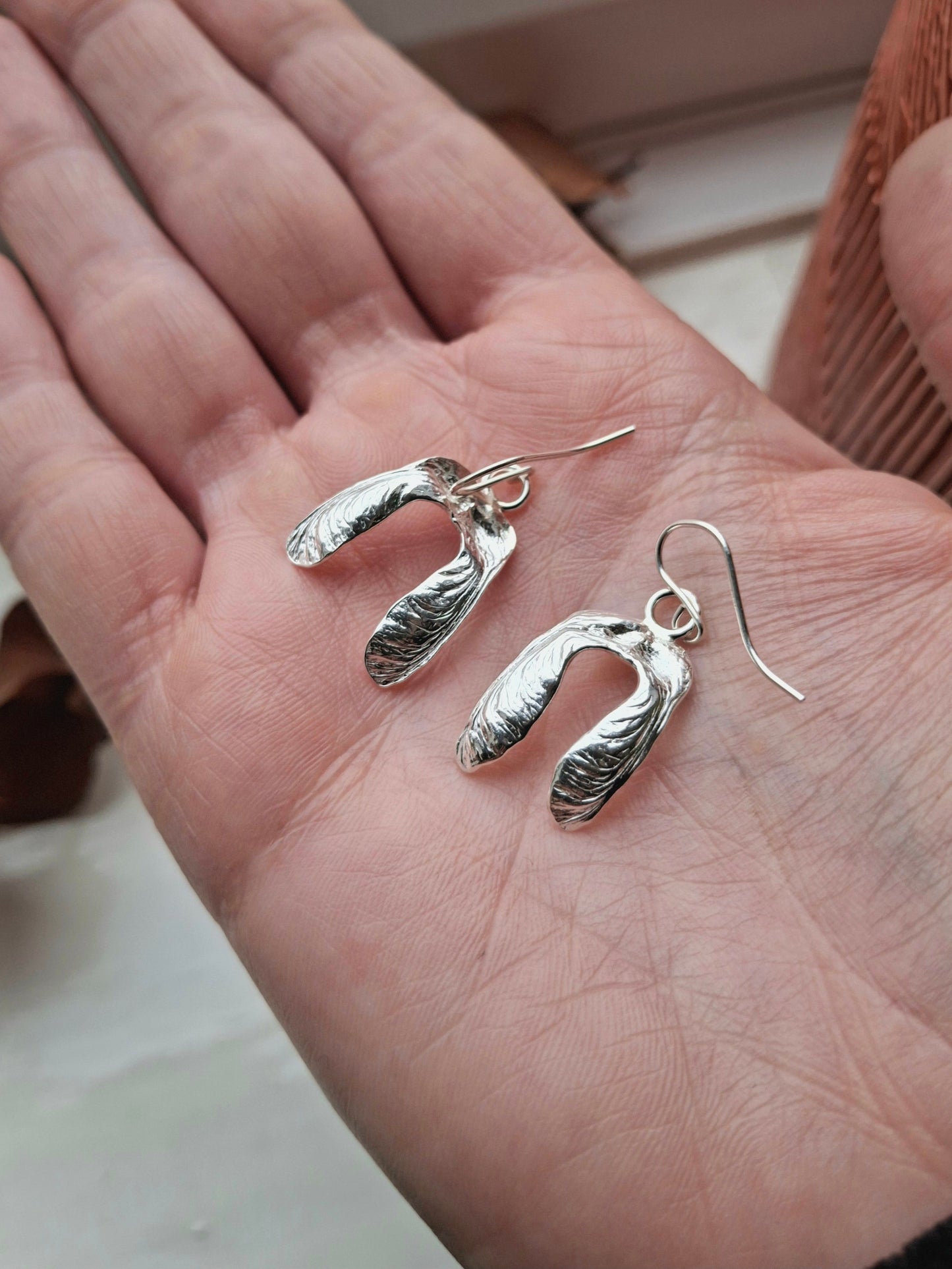 Sycamore Double Seeds - Silver Earrings