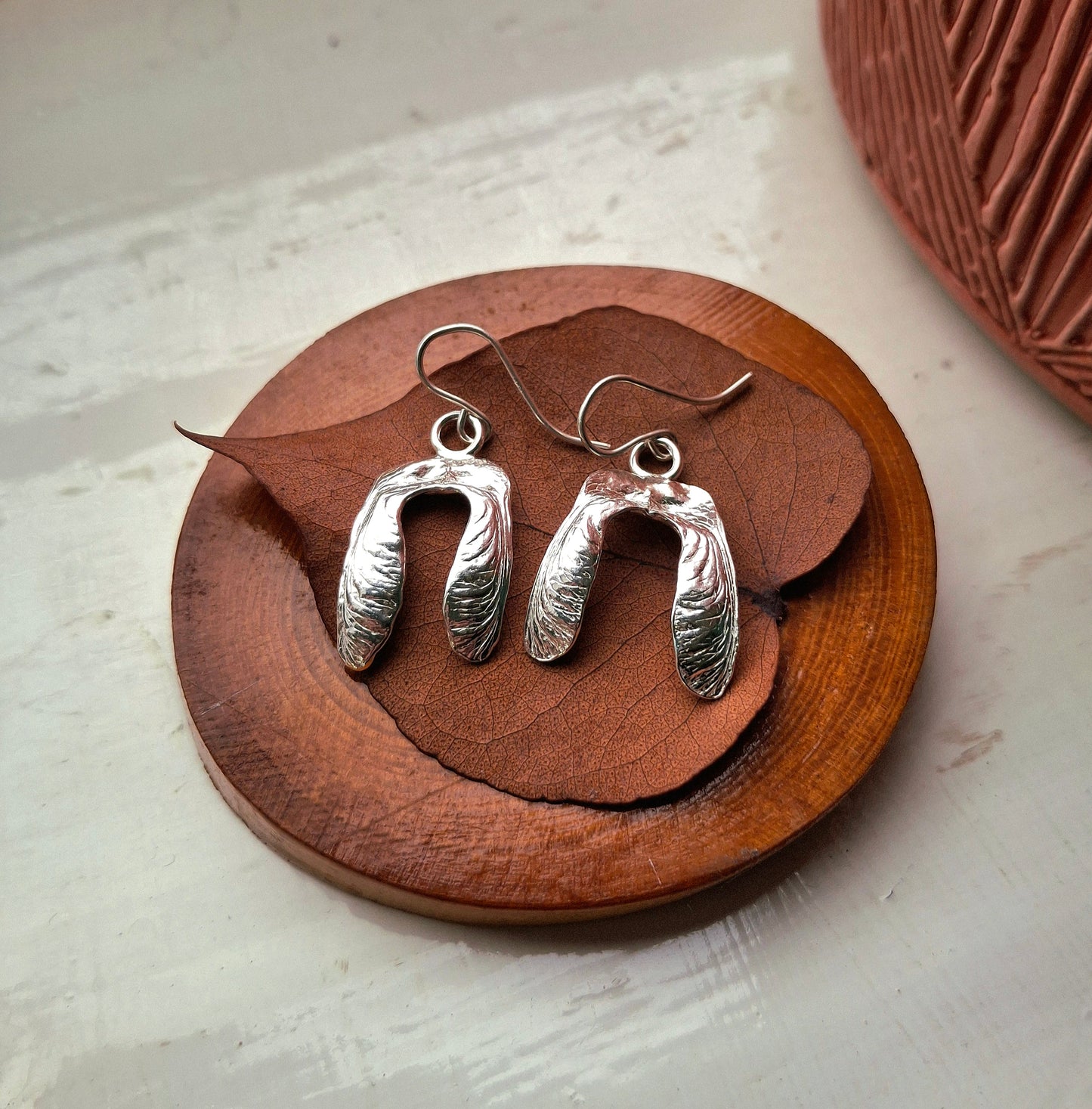 Sycamore Double Seeds - Silver Earrings