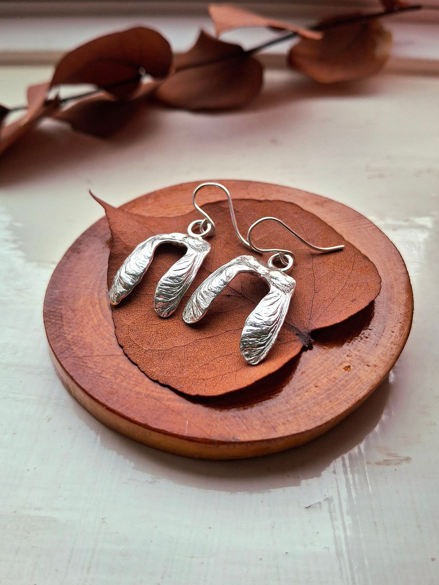 Sycamore Double Seeds - Silver Earrings