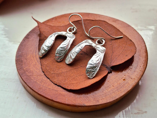 Sycamore Double Seeds - Silver Earrings