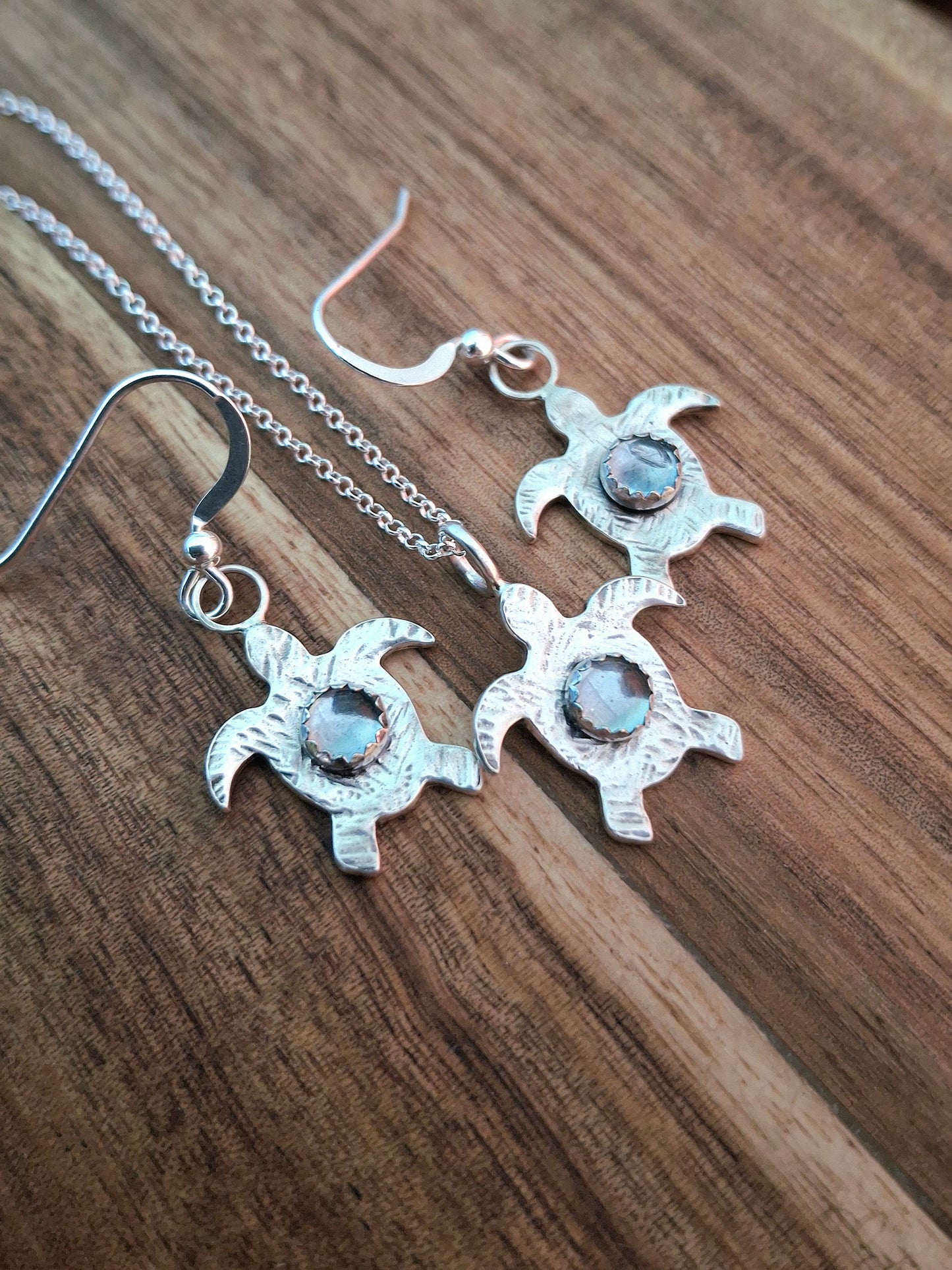 Turtle Charm Set with Aquamarine