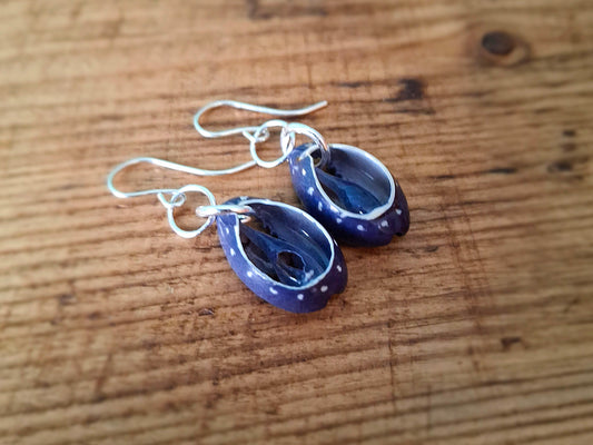 Cowrie Shell Silver Earrings