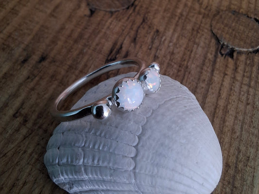 Seaside White Opal Ring, UK Size N
