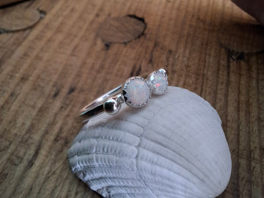 Seaside White Opal Ring, UK Size N