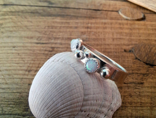 Seaside Mother of Pearl and Opal Ring, UK Size P¼