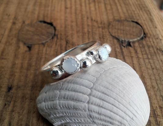 Seaside Mother of Pearl and Opal Ring, UK Size P¼