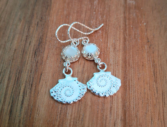 Mother of Pearl Silver Shell Earrings