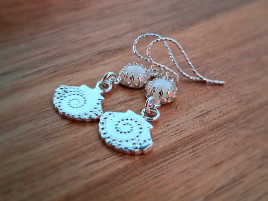 Mother of Pearl Silver Shell Earrings