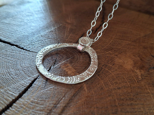 Waves and Dots, Asymmetric Fidget Silver Necklace