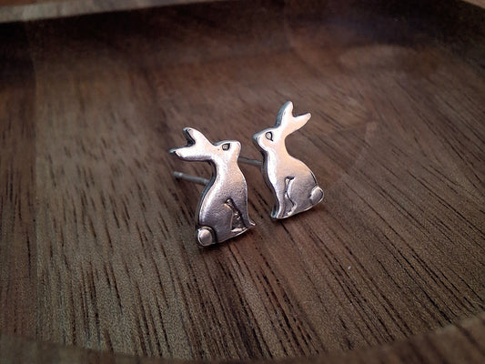 Handmade Silver Hare Studs