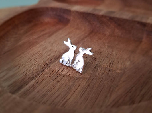 Handmade Silver Hare Studs