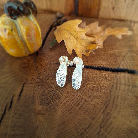Handmade Sycamore Seed Silver Studs