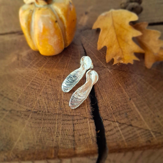 Handmade Sycamore Seed Silver Studs