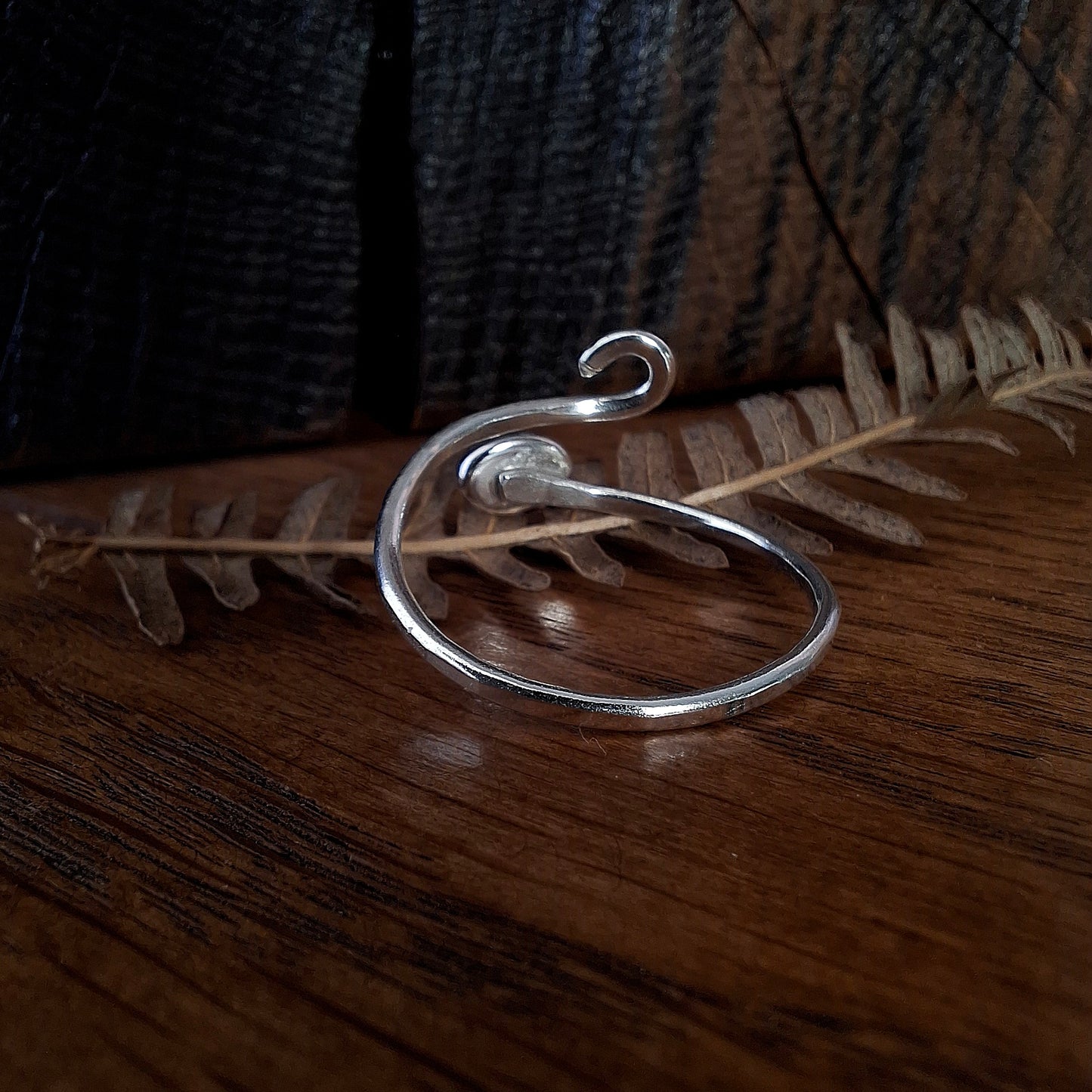 Handmade Adjustable Amber Swirl Silver Ring