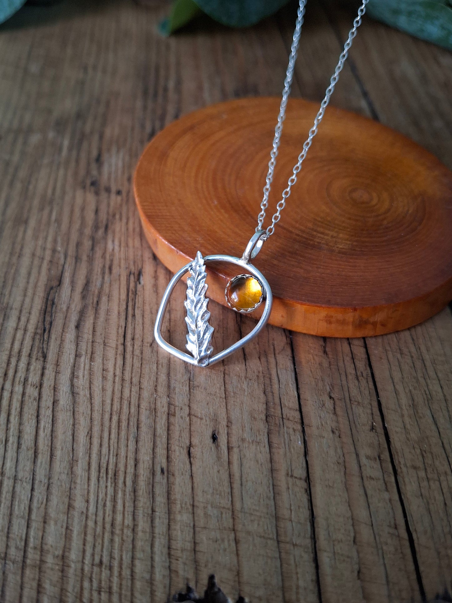 Handmade Wonky Silver Fern Leaf Frame Necklace